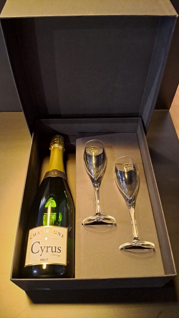 Coffret Cyrus Brut 75 cl + 2 flûtes