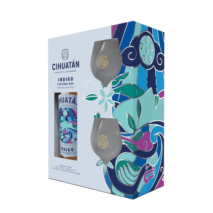 Coffret Ron Cihuatán 8 ans Indigo 70 cl + 2 verres – Rhum Salvador 40° | Cavavin