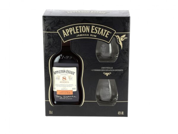 COFFRET RUM APPLETON 8 ANS + 2 VERRES