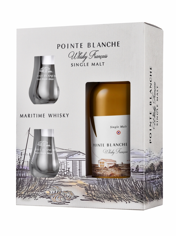 Coffret Whisky Pointe Blanche 70 cl + 2 verres – Single Malt Cognac-Armagnac 43° | Cavavin