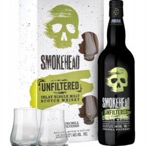 COFFRET WHISKY SMOKHEAD UNFLITERED SINGLE MALT + 2 VERRES