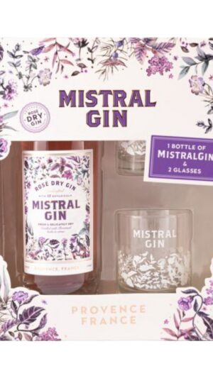 COFFRET GIN MISTRAL ROSE + 2 VERRES