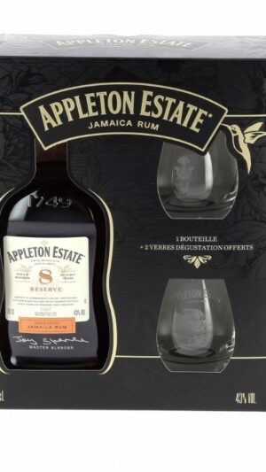 COFFRET RUM APPLETON 8 ANS + 2 VERRES