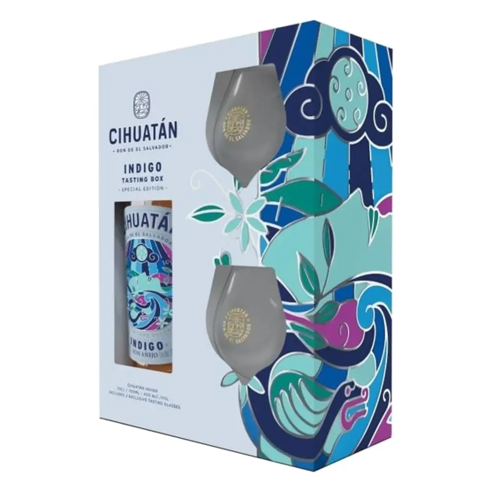 Coffret Ron Cihuatán 8 ans Indigo 70 cl + 2 verres – Rhum Salvador 40° | Cavavin